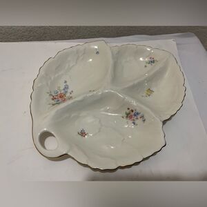 Vintage Home Beautiful Porcelain 4 Section Floral Hand Painted Dish Plate JAPAN